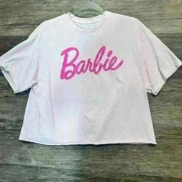 Barbie Tops - Barbie pink crop tshirt size large